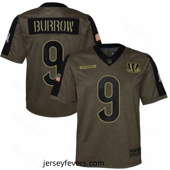 Cincinnati Bengals Joe Burrow Nike Olive 2021 Salute To Service Game Jersey