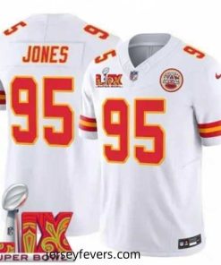 Kansas City Chiefs Chris Jones #95 White 2024 2025 Super Bowl LIX F.U.S.E Stitched Jersey