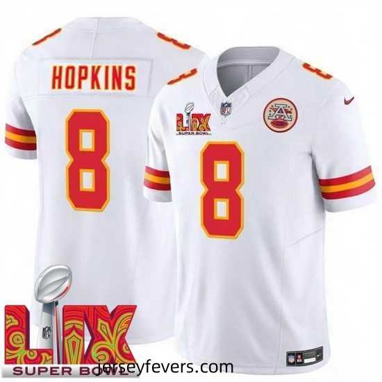 Kansas City Chiefs DeAndre Hopkins #8 White 2024 2025 Super Bowl LIX F.U.S.E Stitched Jersey