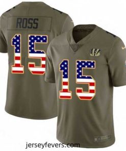 Nike Cincinnati Bengals 15 John Ross Limited OliveUSA Flag 2017 Salute to Service NFL Jersey