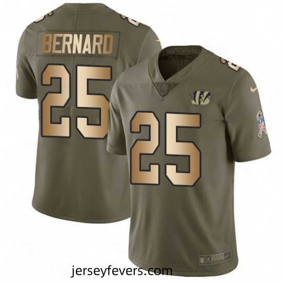 Nike Cincinnati Bengals 25 Giovani Bernard Limited OliveGold 2017 Salute to Service NFL Jersey