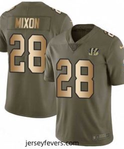 Nike Cincinnati Bengals 28 Joe Mixon Limited OliveGold 2017 Salute to Service NFL Jersey