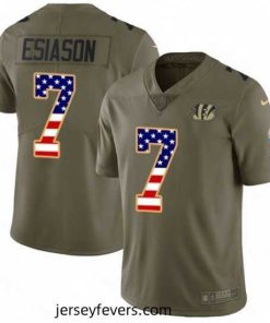 Nike Cincinnati Bengals 7 Boomer Esiason Limited OliveUSA Flag 2017 Salute to Service NFL Jersey