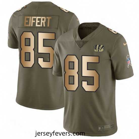Nike Cincinnati Bengals 85 Tyler Eifert Limited OliveGold 2017 Salute to Service NFL Jersey