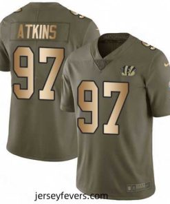 Nike Cincinnati Bengals 97 Geno Atkins Limited OliveGold 2017 Salute to Service NFL Jersey