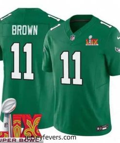 Philadelphia Eagles A.J. Brown #11 Kelly Green 2024 2025 Super Bowl LIX F.U.S.E Stitched NFL Jersey