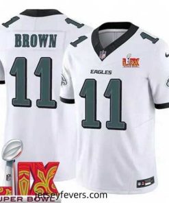 Philadelphia Eagles A.J. Brown #11 White 2024 2025 Super Bowl LIX F.U.S.E Stitched NFL Jersey