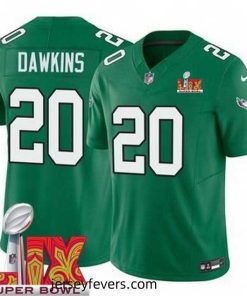 Philadelphia Eagles Brian Dawkins #20 Kelly Green 2024 2025 Super Bowl LIX F.U.S.E Stitched NFL Jersey