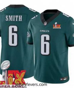 Philadelphia Eagles DeVonta Smith #6 Green 2024 2025 Super Bowl LIX F.U.S.E Stitched NFL Jersey