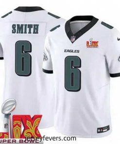 Philadelphia Eagles DeVonta Smith #6 White 2024 2025 Super Bowl LIX F.U.S.E Stitched NFL Jersey