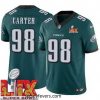 Philadelphia Eagles Jalen Carter #98 Green 2024 2025 Super Bowl LIX F.U.S.E Stitched NFL Jersey