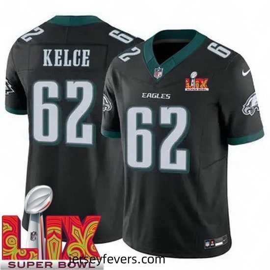Philadelphia Eagles Jason Kelce #62 Black 2024 2025 Super Bowl LIX F.U.S.E Stitched NFL Jersey