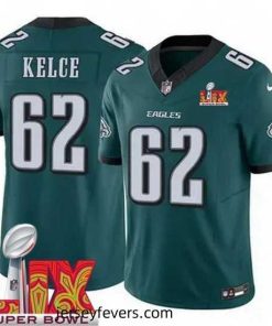 Philadelphia Eagles Jason Kelce #62 Green 2024 2025 Super Bowl LIX F.U.S.E Stitched NFL Jersey