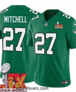 Philadelphia Eagles Quinyon Mitchell #27 Kelly Green 2024 2025 Super Bowl LIX F.U.S.E Stitched NFL Jersey