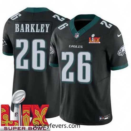 Philadelphia Eagles Saquon Barkley #26 Black 2024 2025 Super Bowl LIX F.U.S.E Stitched NFL Jersey