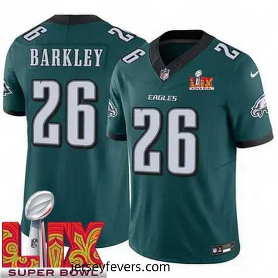 Philadelphia Eagles Saquon Barkley #26 Green 2024 2025 Super Bowl LIX F.U.S.E Stitched NFL Jersey