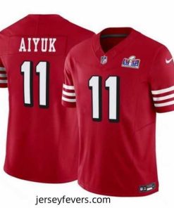 San Francisco 49ers 11 Brandon Aiyuk Red 2023 F.U.S.E  Vapor Limited Throwback Stitched Football 2024 Super Bowl LVIII Jersey