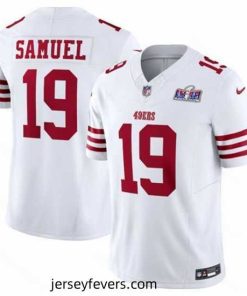 San Francisco 49ers 19 Deebo Samuel White Throwback 2023 F.U.S.E  Vapor Untouchable Limited Stitched Football 2024 Super Bowl LVIII Jersey