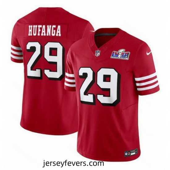 San Francisco 49ers 29 Talanoa Hufanga New Red 2023 F.U.S.E Stitched Football 2024 Super Bowl LVIII Jersey