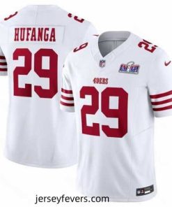 San Francisco 49ers 29 Talanoa Hufanga White 2023 F.U.S.E  With John Madden Patch Vapor Limited Stitched Football 2024 Super Bowl LVIII Jersey