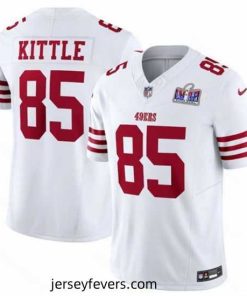 San Francisco 49ers 85 George Kittle White 2023 F.U.S.E  Vapor Untouchable Limited Stitched Football 2024 Super Bowl LVIII Jersey