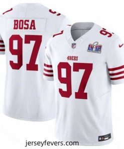 San Francisco 49ers 97 Nick Bosa White 2023 F.U.S.E  Vapor Untouchable Limited Stitched Football 2024 Super Bowl LVIII Jersey